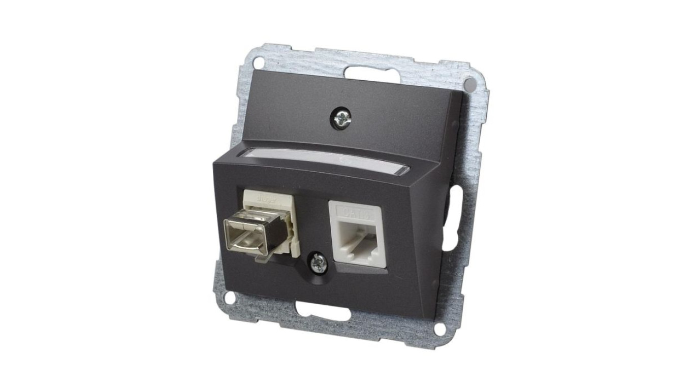 POLO FIORENA czar. Gniazdo UTP kat.5e 2xRJ45