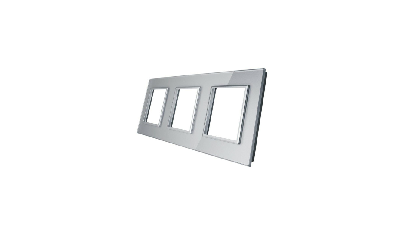 Livolo POTRÓJNA SREBRNA METALIZOWANA RAMKA SZKLANA 222 x 80mm GPF-3-64