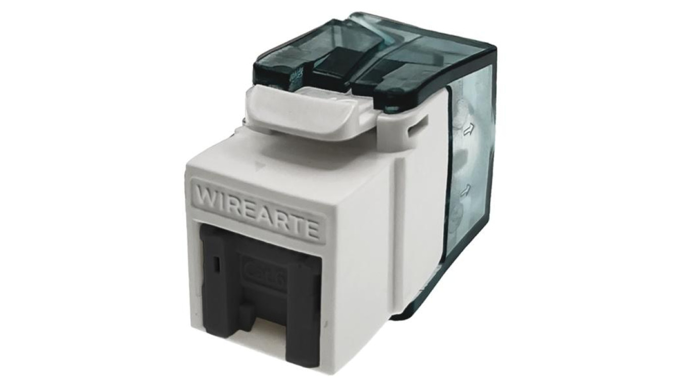 Moduł keystone z wbudowaną identyfikacją LED RJ45 UTP kat.6A nieekranowany beznarzędziowy czarna klapka zabezpieczająca WireArte