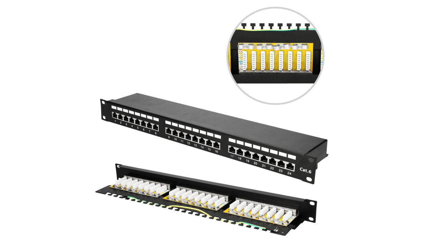 Patchpanel 24 porty Extralink CAT6 STP V2