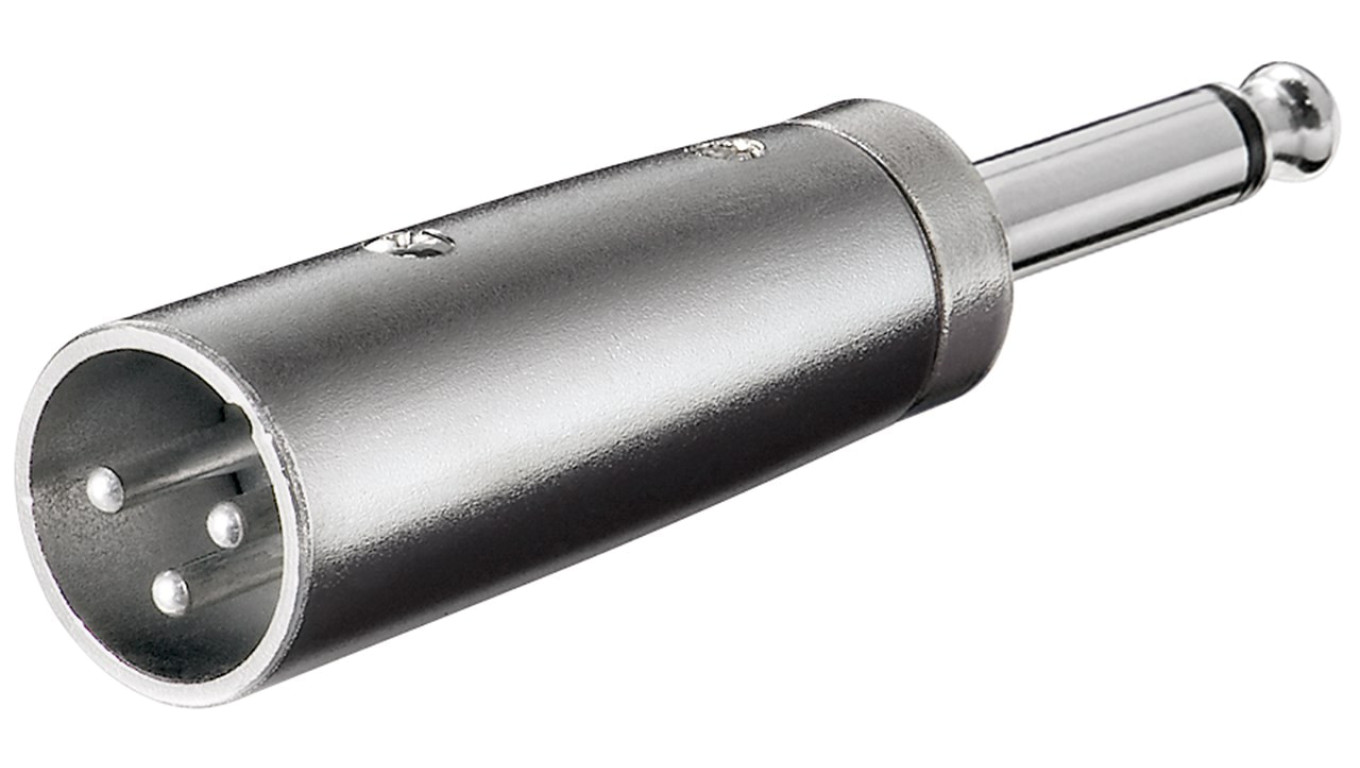 Adapter XLR, wtyk jack AUX mono 6,35 mm na wtyk XLR