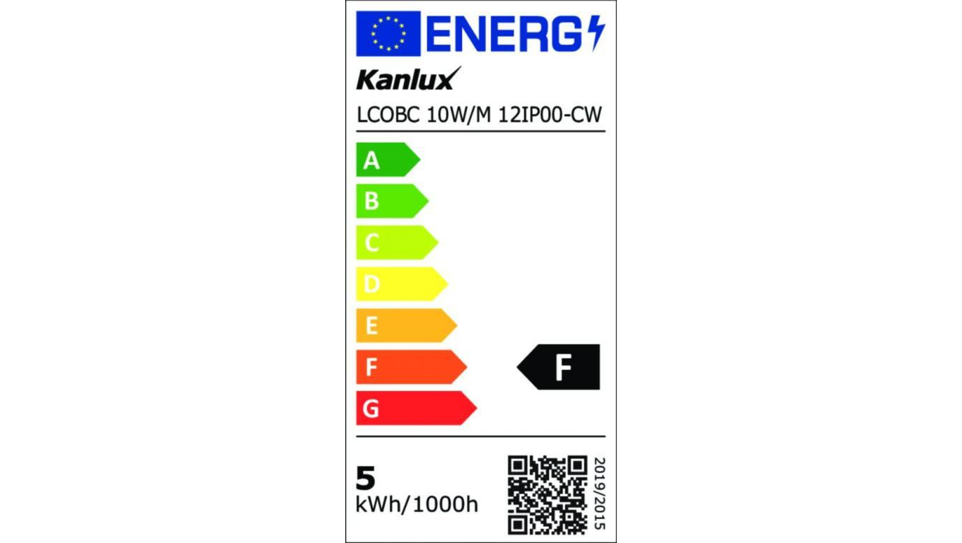 Taśma LED 12V LCOBC 10W/M 12IP00-CW 1000lm/m 6500K Ra90 rolka 50mb 3 lata Gwarancji 38905