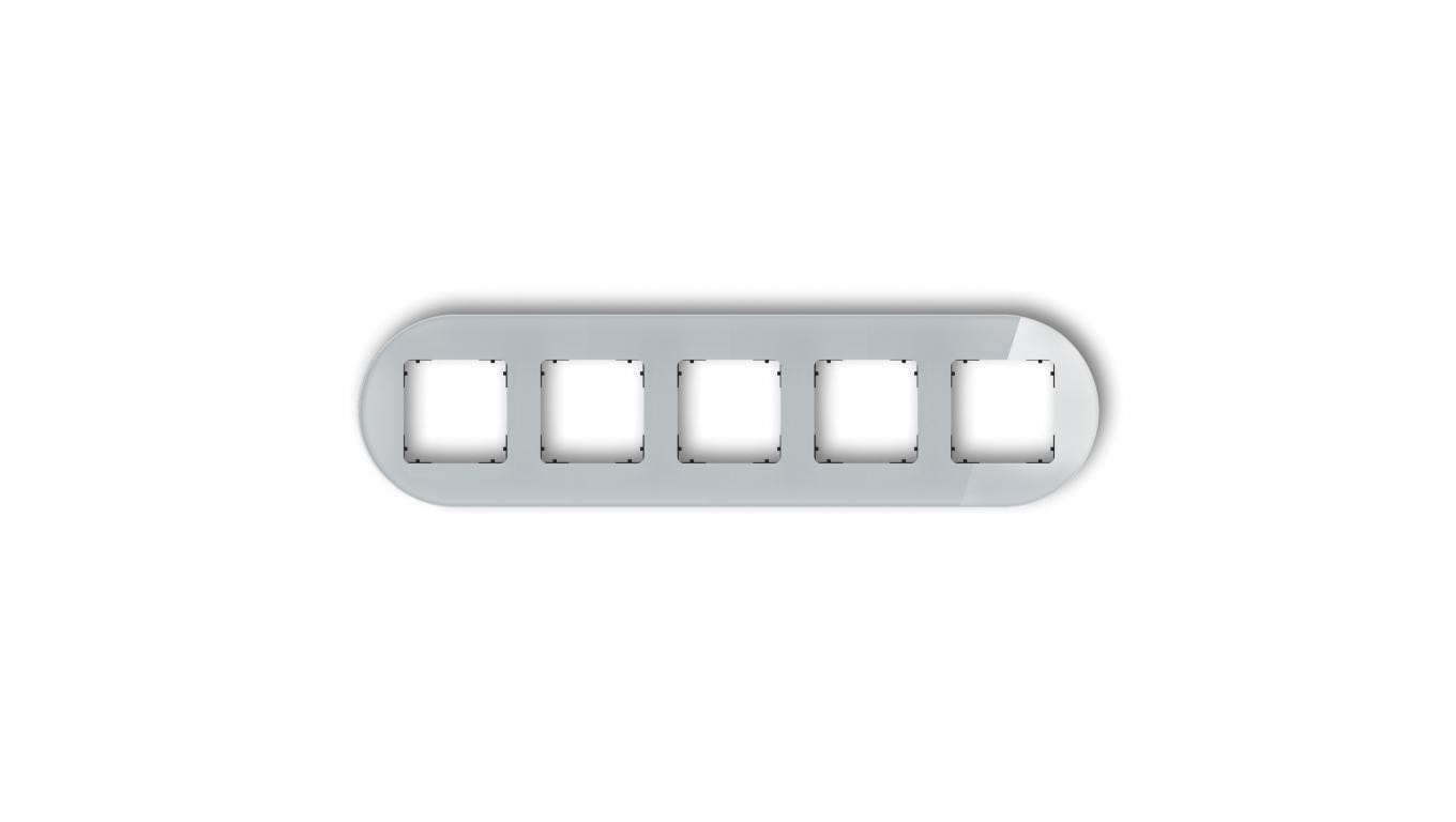 ICON Ramka uniwersalna pięciokrotna okrągła - efekt szkła (ramka: szara spód: czarny) 15-12-IRSO-5