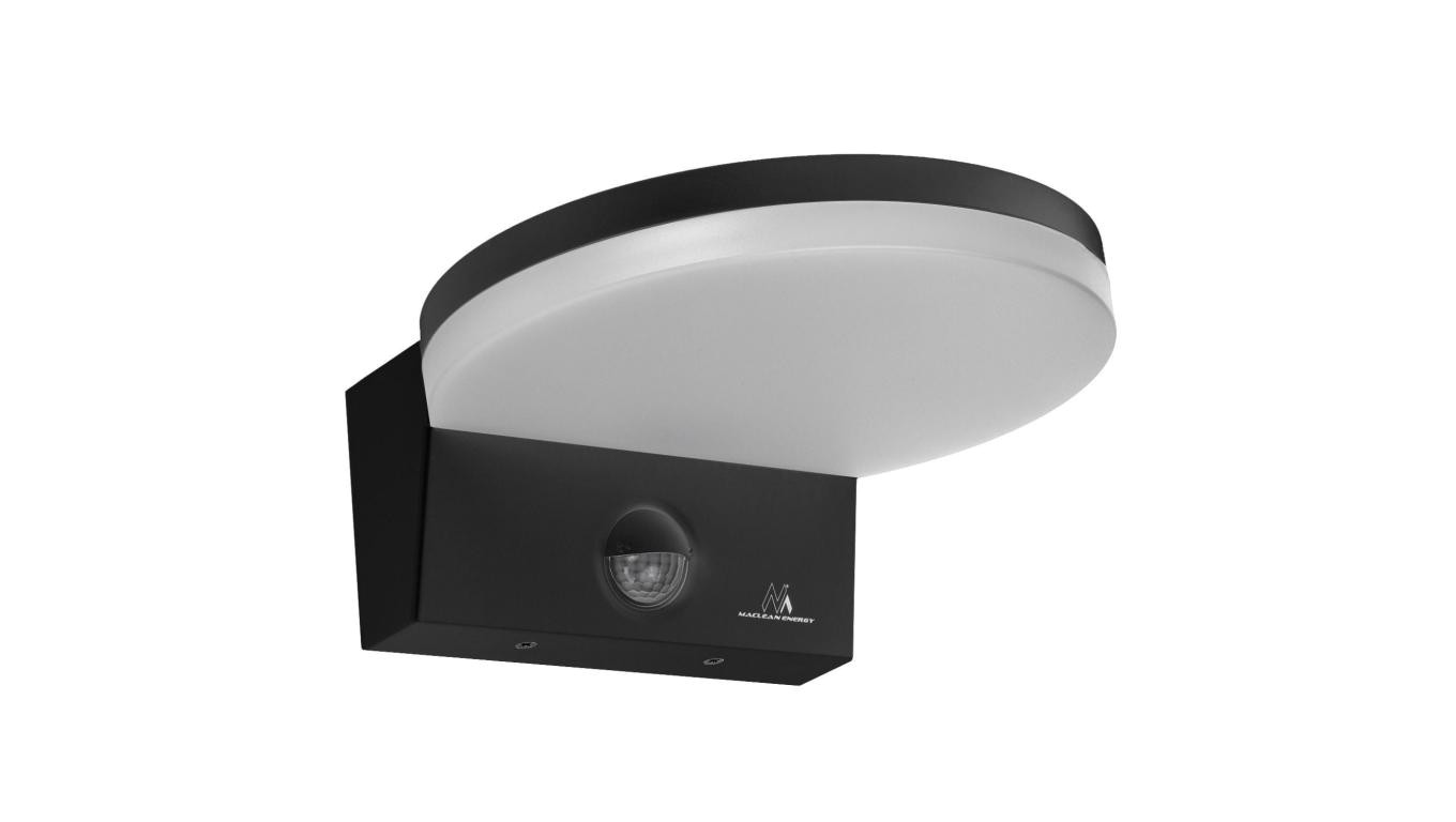 Lampa LED z czujnikiem ruchu Maclean, czujnik ruchu PIR, kolor czarny, 15W, IP65, 1560lm, barwa neutralna biała (4000K) MCE344 B