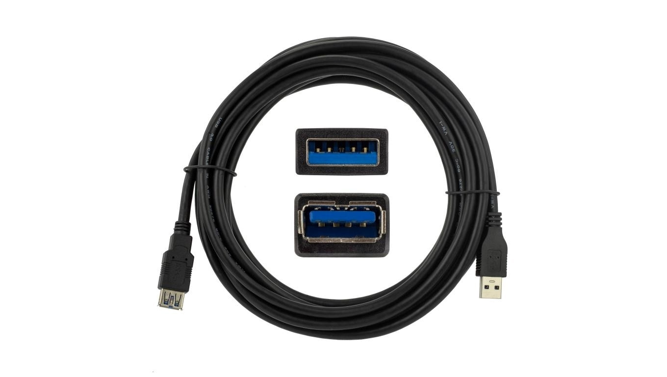 NEKU Kabel przedłużacz USB 3.0 A (wtyk / gniazdo) czarny 3m