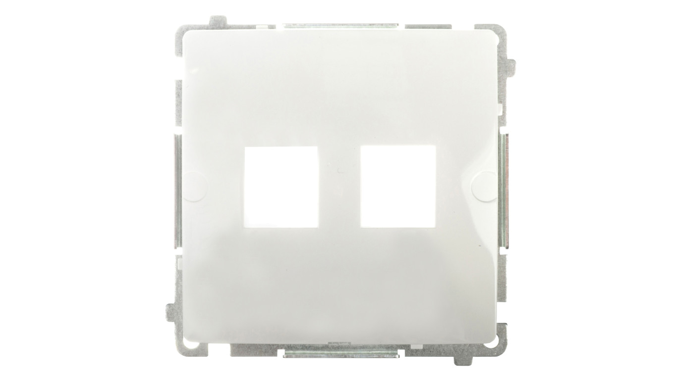 Simon Basic Pokrywa gniazda teleinformatycznego podwójnego 2x RJ Keystone płaska biała BMPT/11