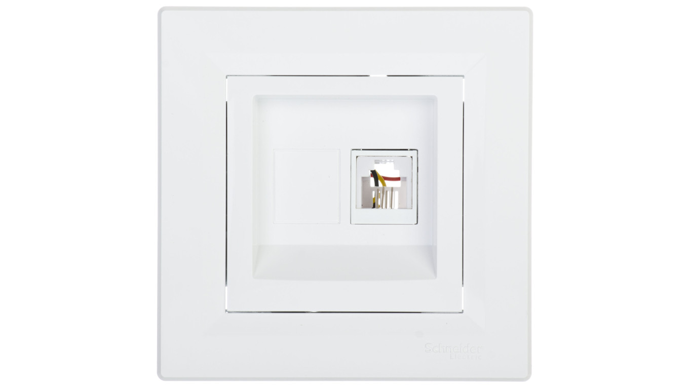 Gniazdo telefoniczne Asfora pojedyncze RJ11 białe z ramką EPH4100121