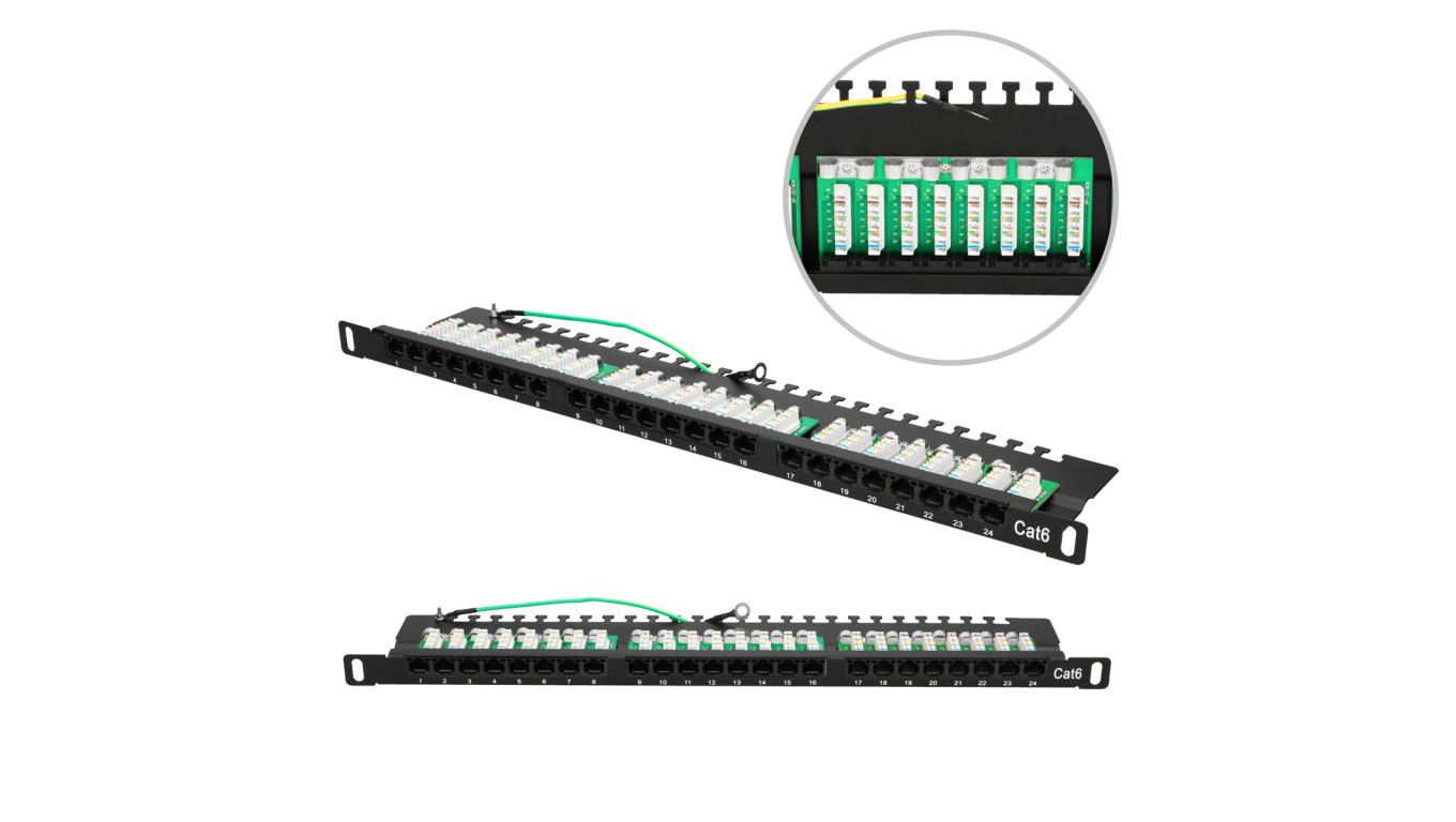 Patchpanel 24 porty Extralink CAT6 UTP 0,5U