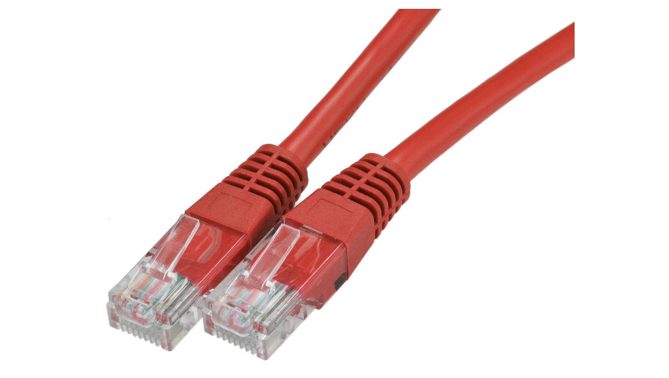 Patchcord UTP kat.5e kabel sieciowy LAN 2x RJ45 czerwony 0,5m NEKU
