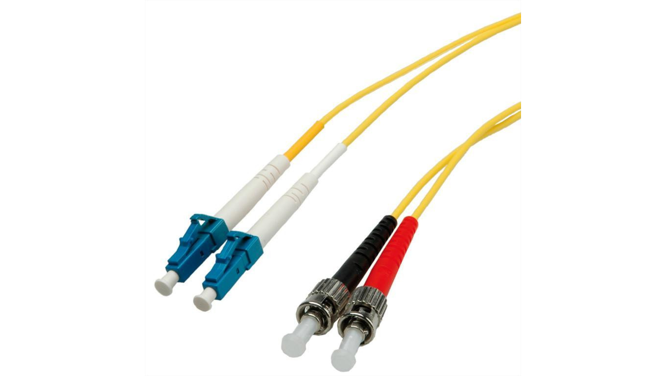 Kabel światłowodowy duplex, SingleMode E9/125µm LC/ST, żółty, 1 m