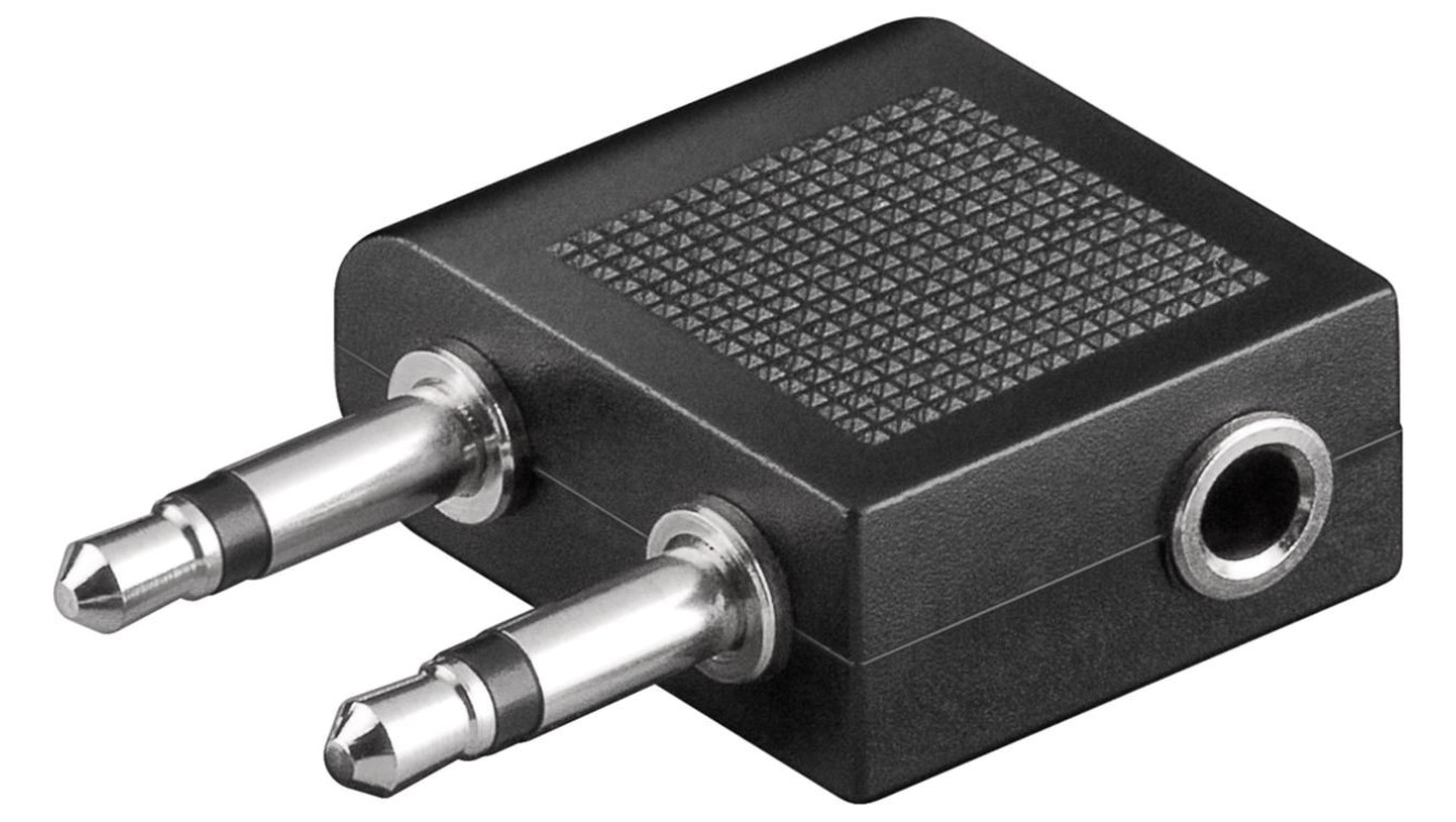 Podróżny/Samolotowy adapter do słuchawek AUX z gniazdem jack 3,5 mm - Połączenie typu 2 wtyczka 3,5 mm (2-pinowy, mono)