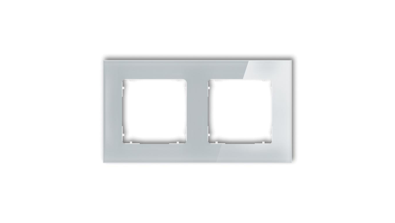 ICON Ramka uniwersalna podwójna kwadratowa - efekt szkła (ramka: szara spód: biały) 15-0-IRSK-2
