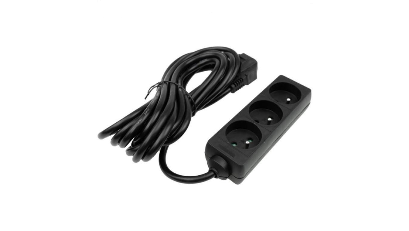 Przedłużacz 3 gniazda 5m z/u 3x1.5mm2 CZARNY