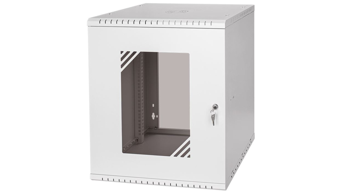 Szafa wisząca RACK 19 12U 450mm drzwi szklane szara BOX