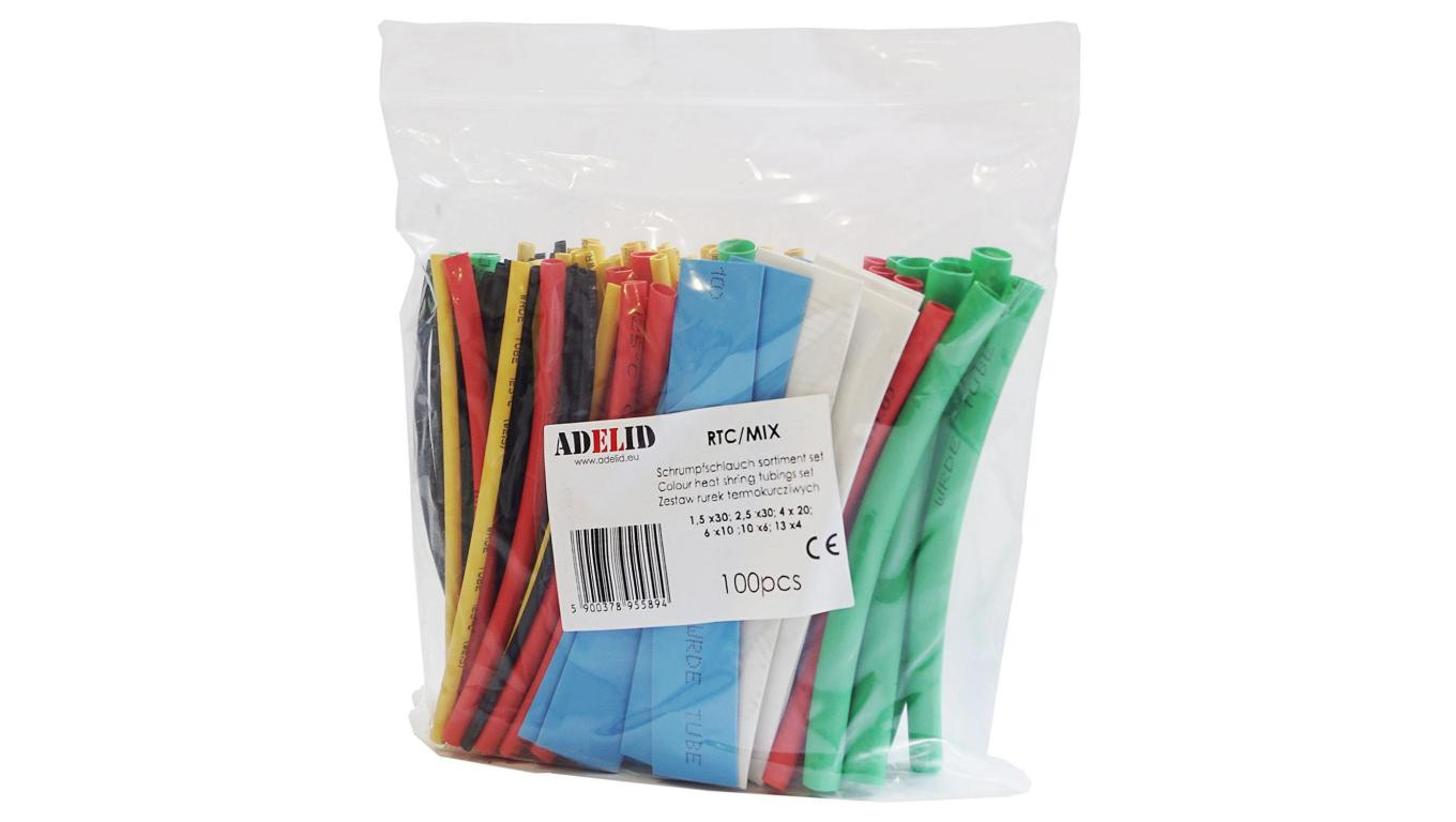 Koszulka izolacyjna termokurczliwa poliolefina ZESTAW RUREK RURKI TERMOKURCZLIWE 100SZT KOLOROWE RTC/MIX