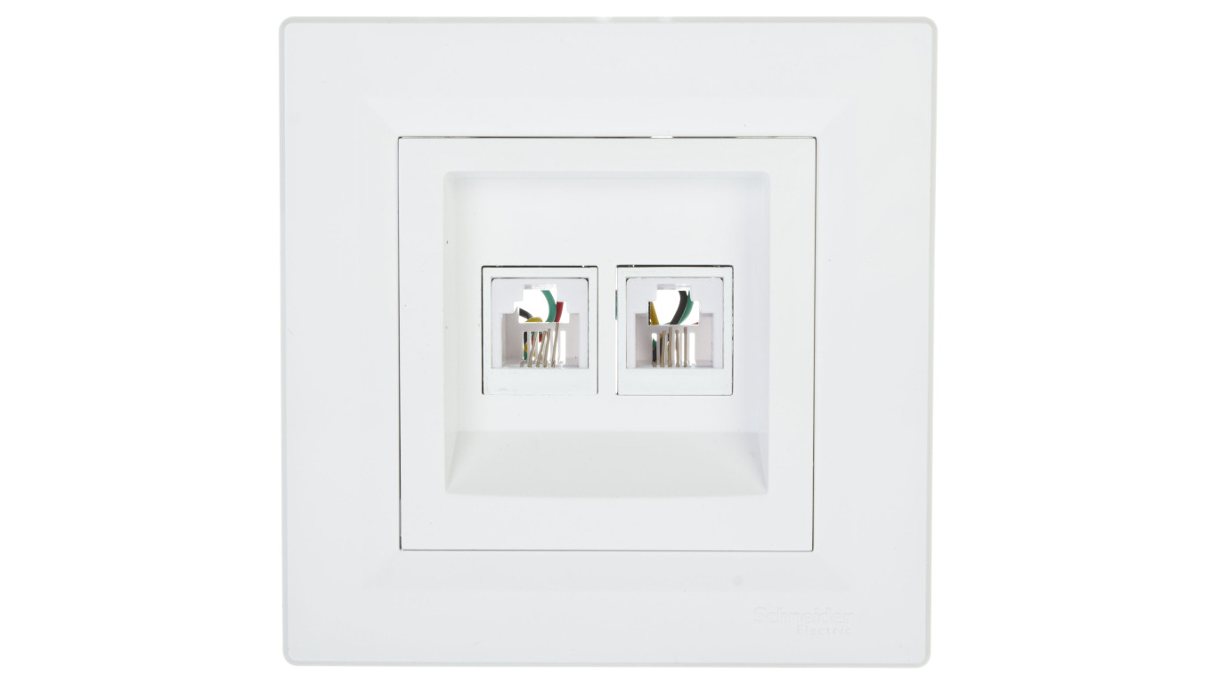 Gniazdo telefoniczne Asfora podwójne 2xRJ11 białe z ramką EPH4200121