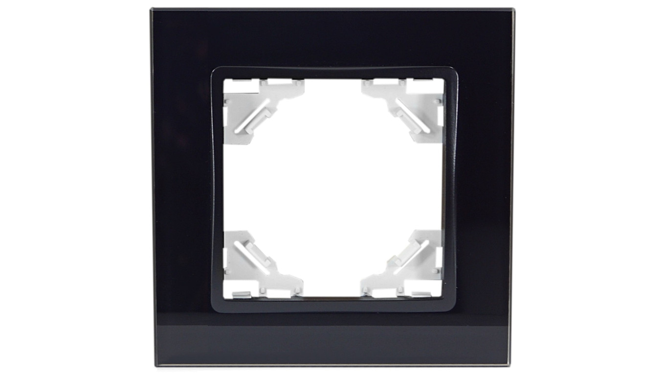 QUADRA RAMKA POJEDYNCZA SZKLANA CZARNA WŁĄCZNIK