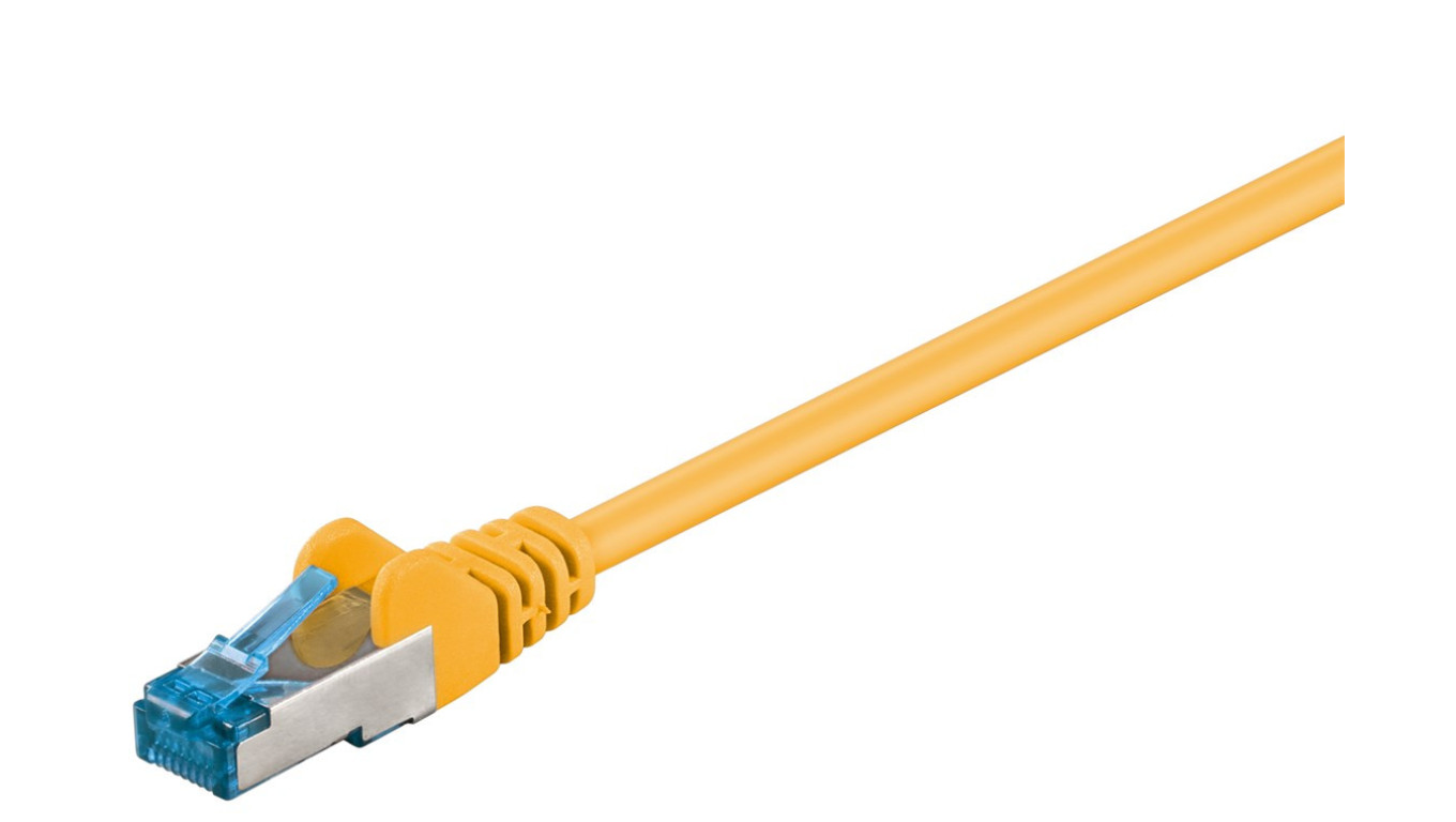 CAT 6AKabel łączący, S/FTP (PiMF), Żółty - Długość kabla 0.25 m