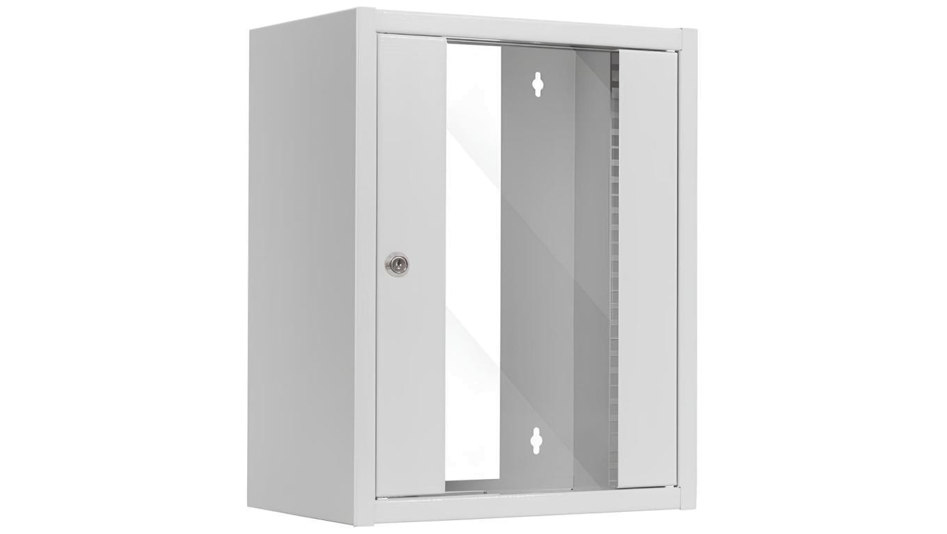 Szafa wisząca RACK 10 9U 300mm drzwi szklane szara NETRACK S-Line