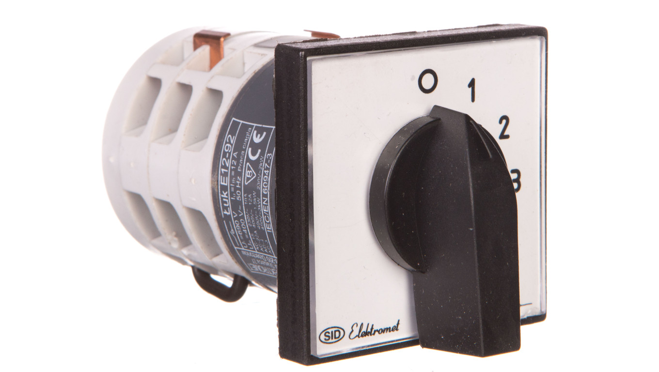 Łącznik krzywkowy amperomierzowy 0-1-2-3 3P 12A IP65 Łuk E12-92 921284