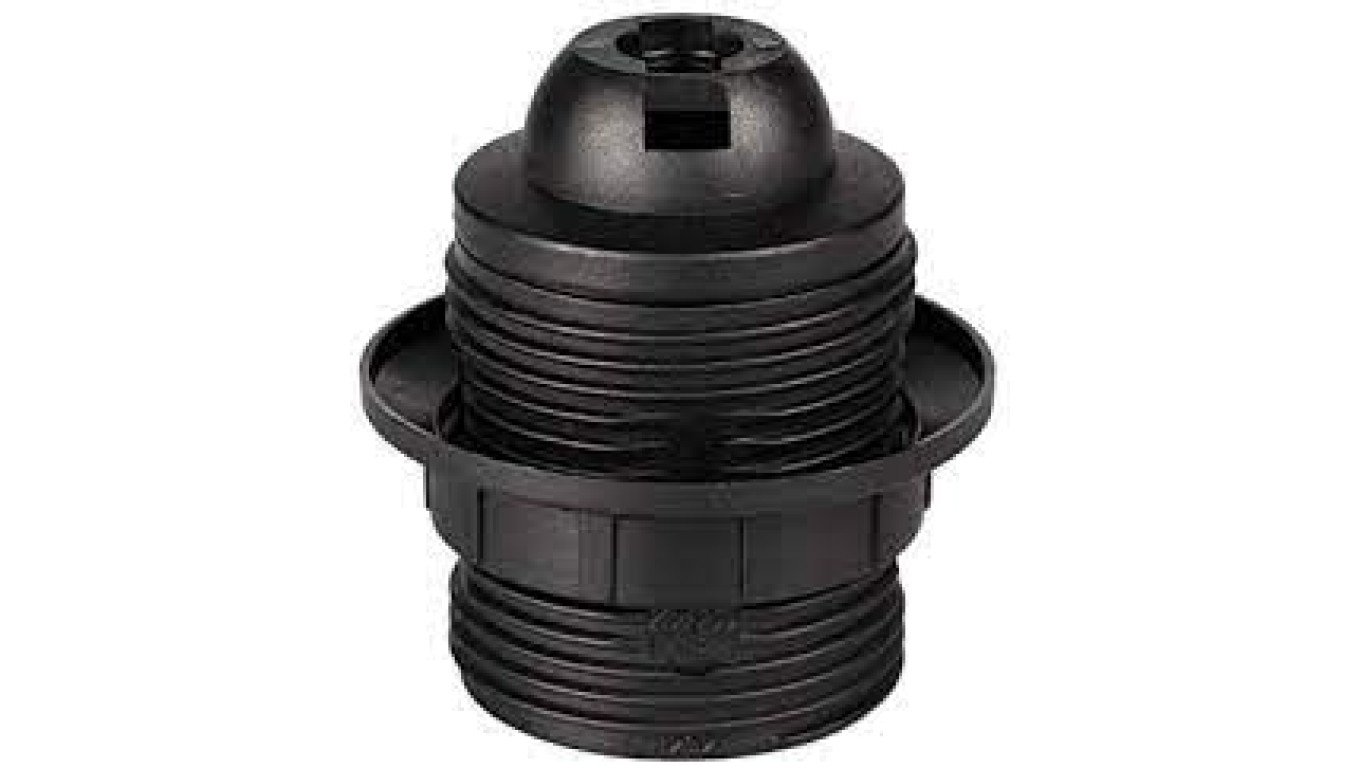 Oprawka E27 gwintowana czarna z pierścieniem