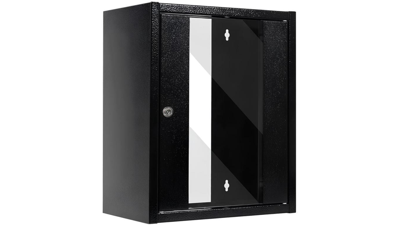 Szafa wisząca RACK 10 9U 300mm drzwi szklane czarna NETRACK S-Line