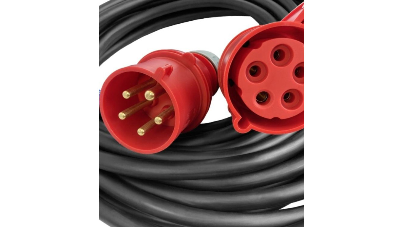 Zestaw przewód Ow guma 5x2,5 30m wtyk+gniazdo 16a /5p