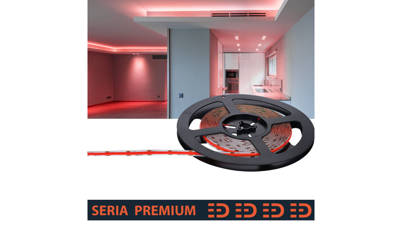 Taśma Premium 12V COB 480led czerwona (5)