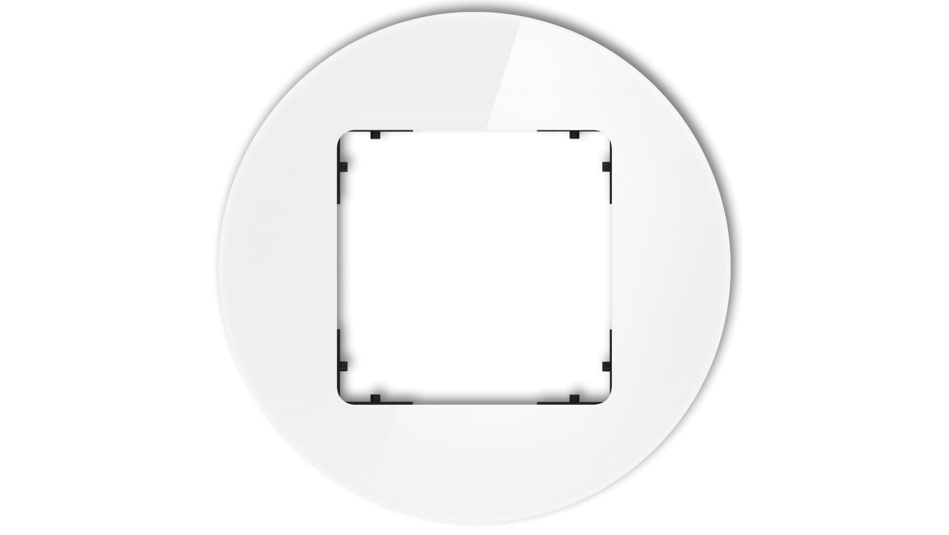 ICON Ramka uniwersalna pojedyncza okrągła - efekt szkła (ramka: biała spód: czarny) 0-12-IRSO-1
