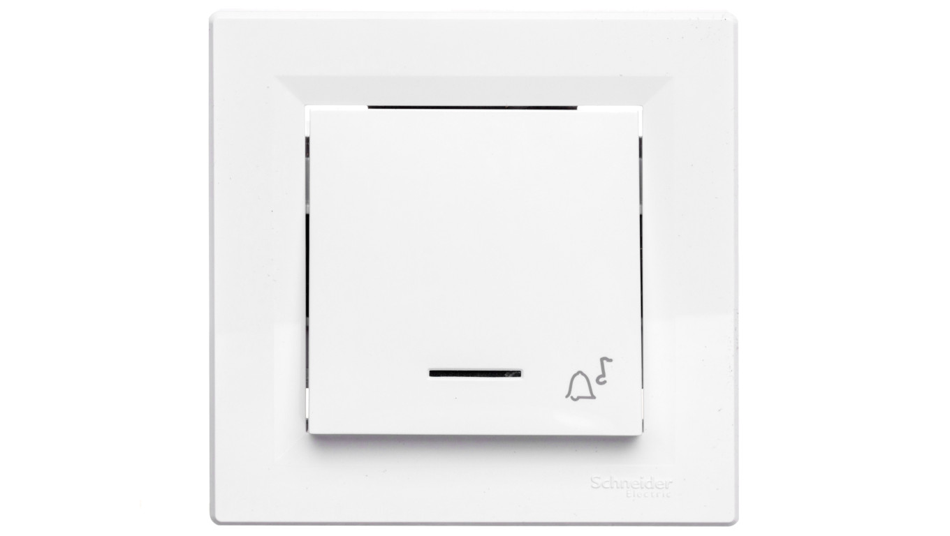 Przycisk Asfora dzwonek z podświetleniem zaciski śrubowe biały z ramką EPH1700321