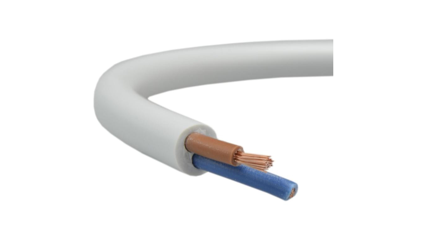 Przewód prądowy H03VV-F / OMY 300V 2x0,75 biały linka Mercor /50m/