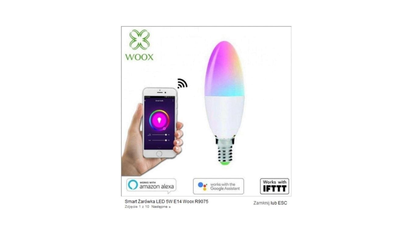 Woox R9075 Smart Żarówka WiFi LED RGB+CCT 5W E14