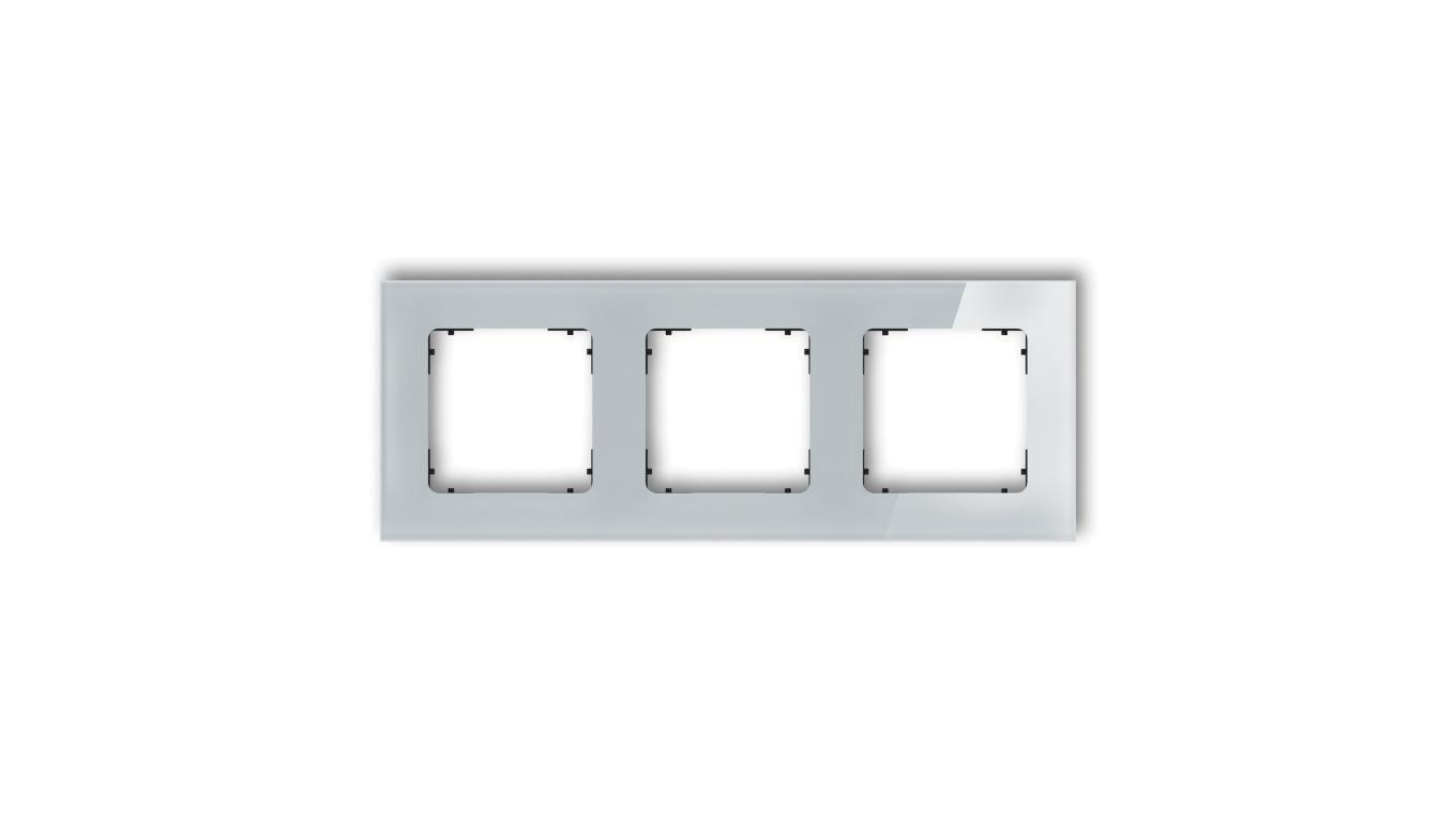 ICON Ramka uniwersalna potrójna kwadratowa - efekt szkła (ramka: szara spód: czarny) 15-12-IRSK-3