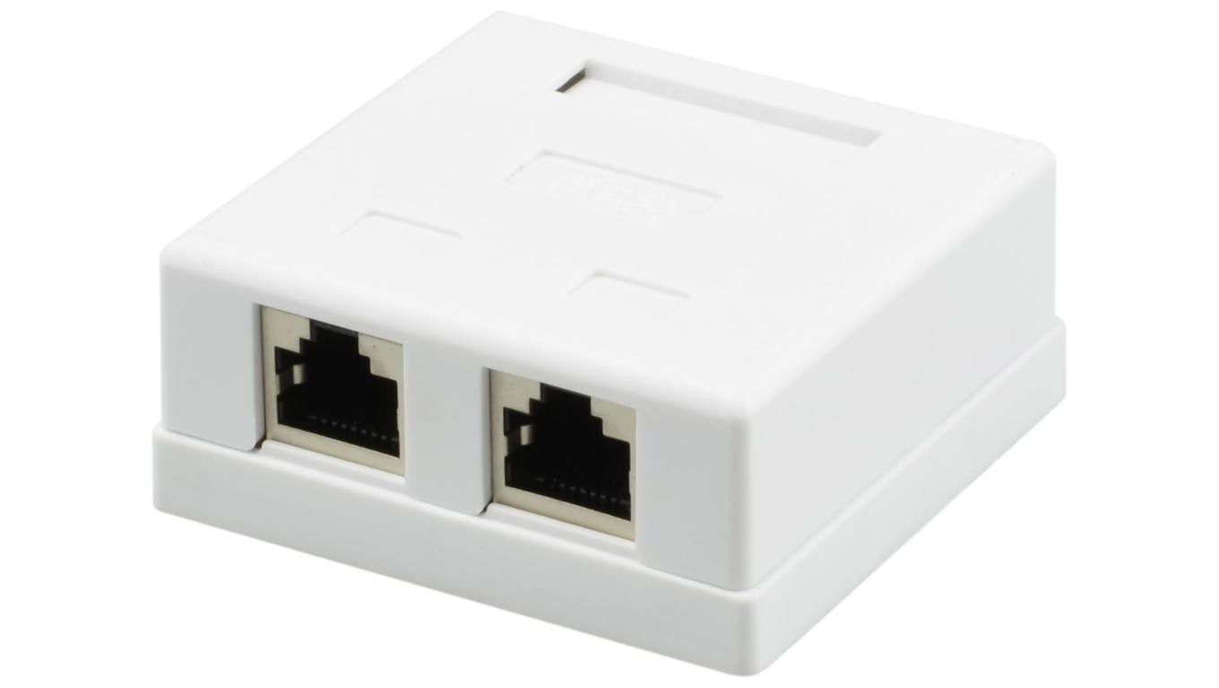 Gniazdo komputerowe 2xRJ45 kat.5e ekranowane FTP natynkowe