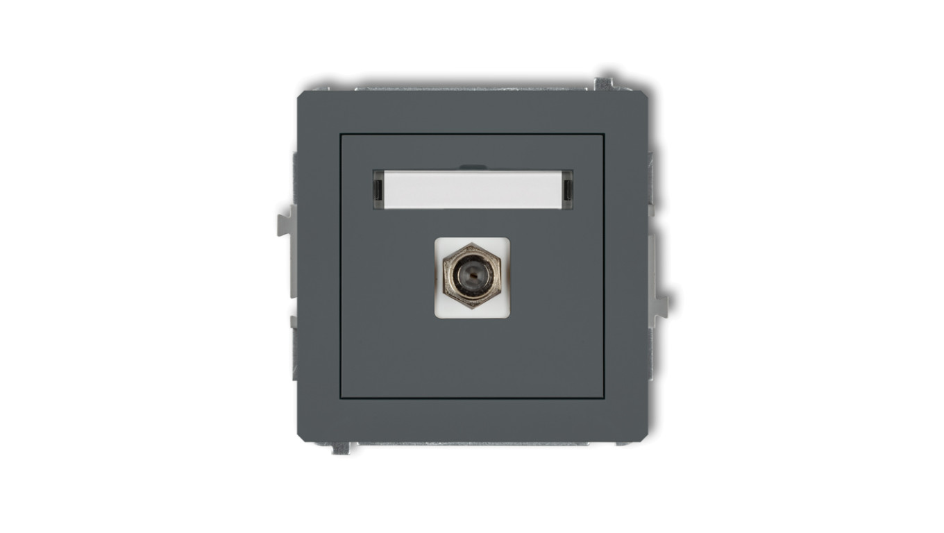 DECO Gniazdo antenowe pojedyncze typu F (SAT) niklowany grafitowy mat 28DGF-1