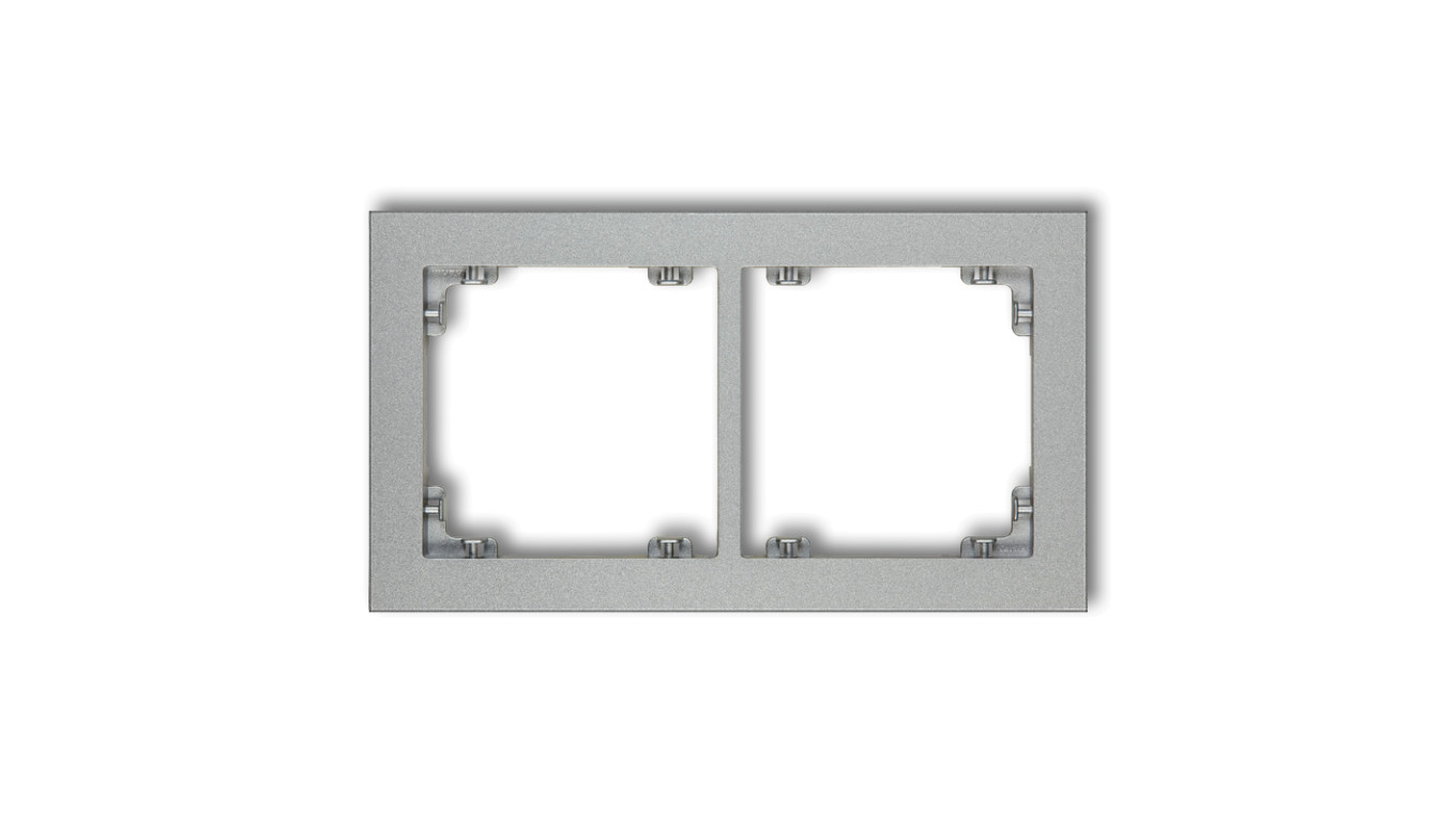 DECO Ramka podwójna srebrny metalik 7DR-2