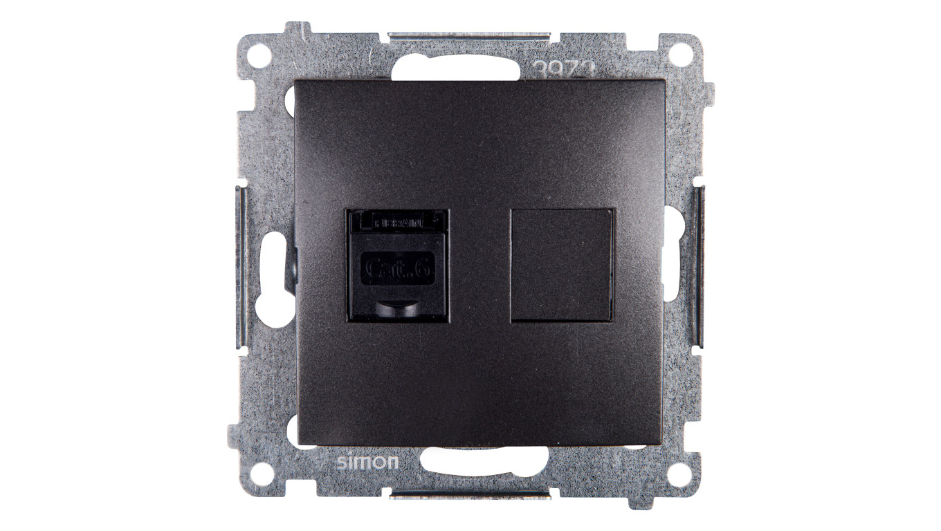 Simon 54 Gniazdo komputerowe pojedyncze RJ45 kat.6 z przesłoną antracyt D61.01/48