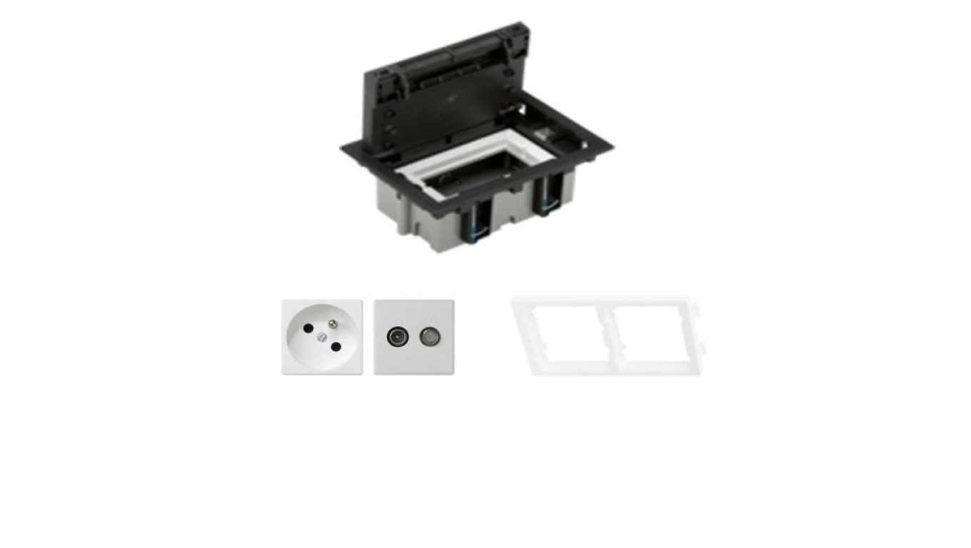 KONTAKT SIMON FLOOR BOX puszka podłogowa 1x gniazdo pojedyncze z/u + 1x gniazdo TV-SAT do podłóg technicznych ( podniesionych )