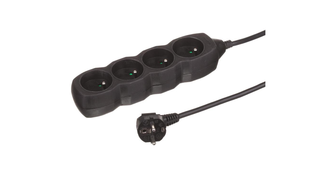 Przedłużacz 4-gniazdowy, 3m, grafit, 3x1,0mm OWY / 24302