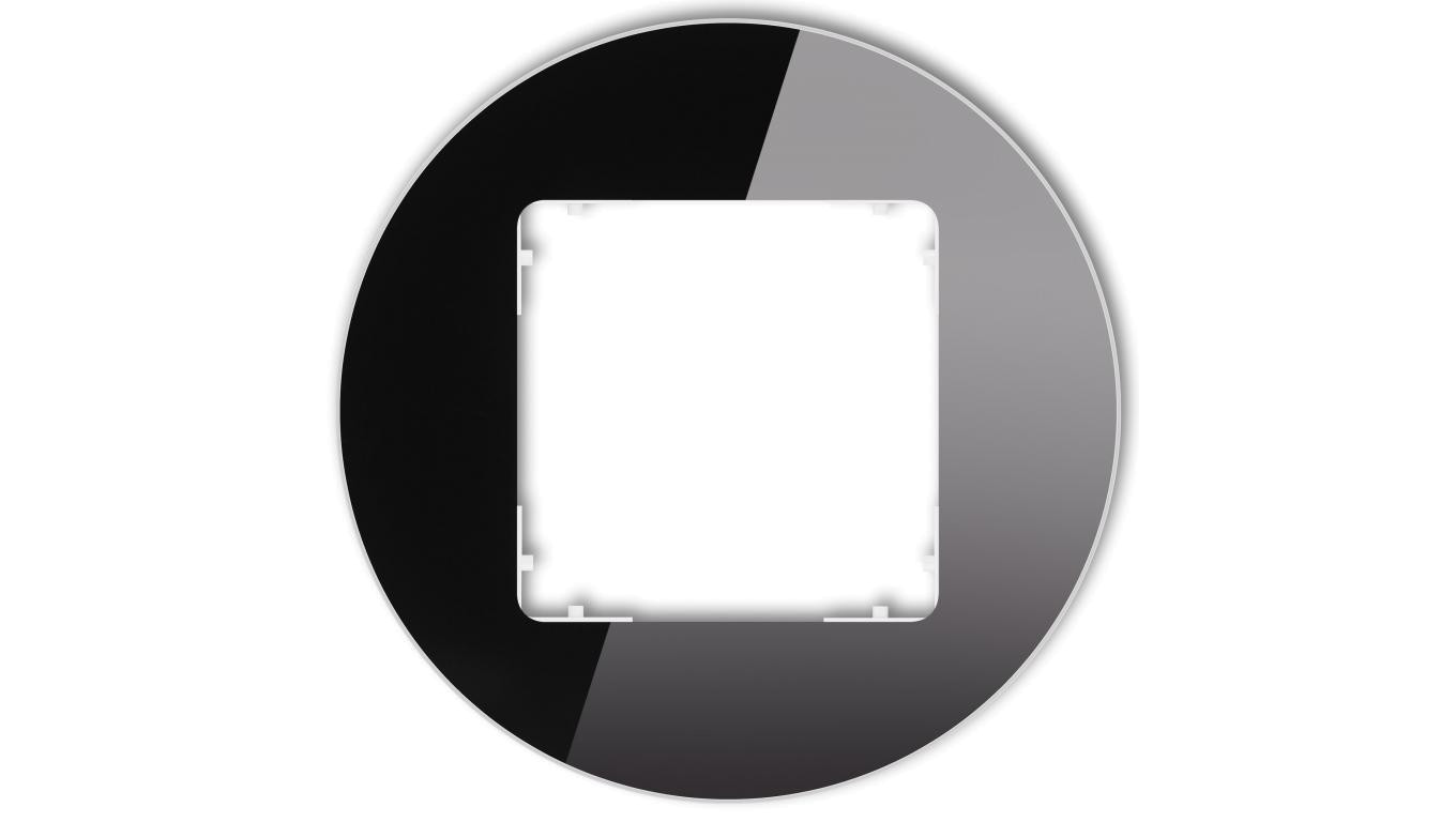 ICON Ramka uniwersalna pojedyncza okrągła - efekt szkła (ramka: czarna spód: biały) 12-0-IRSO-1