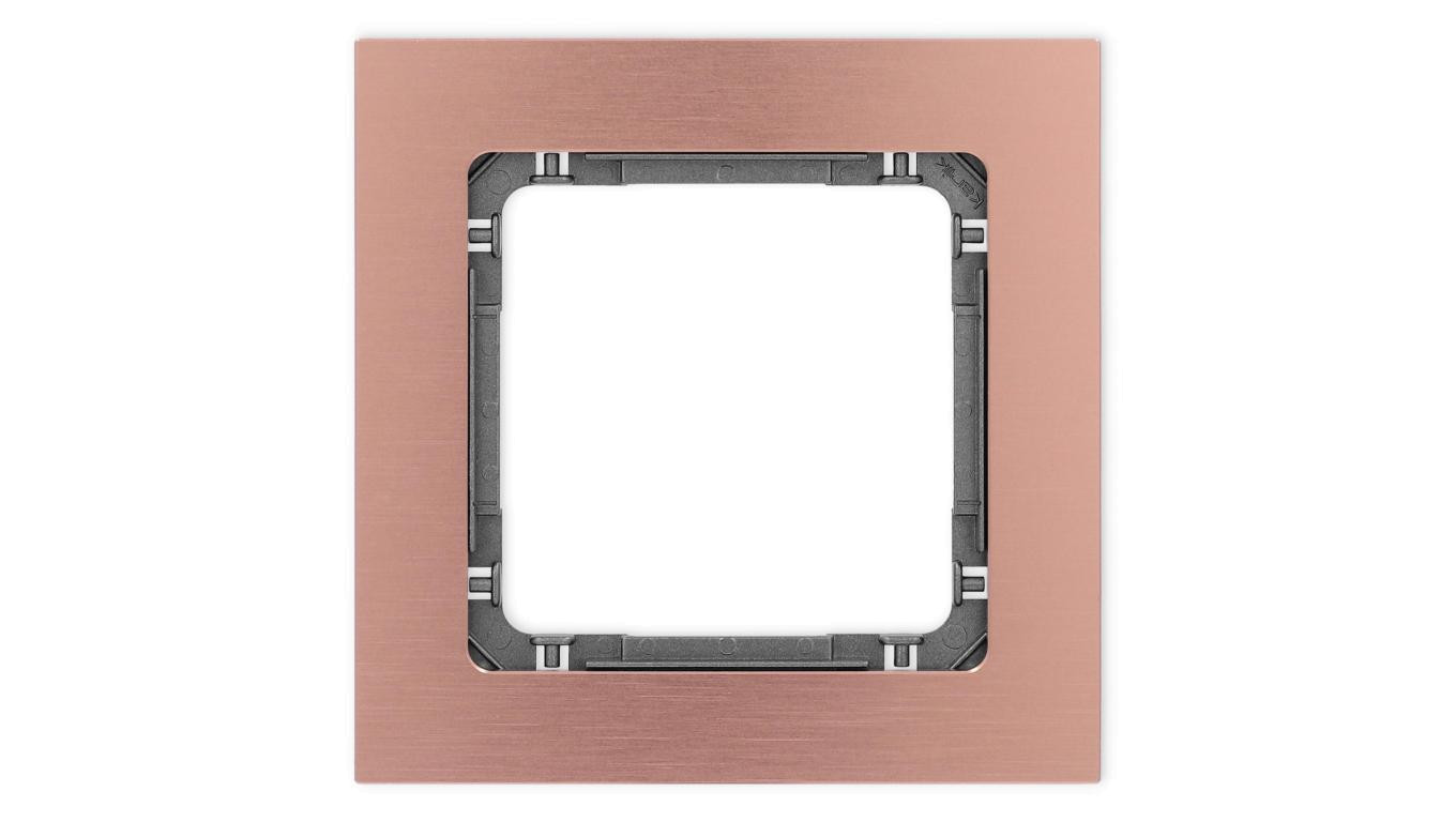 DECO Ramka uniwersalna pojedyncza - aluminium szczotkowane (ramka: kolor miedziany spód: grafitowy) 9-11-DRA-1