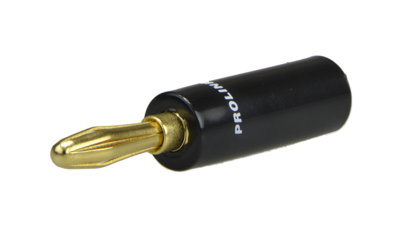 PROLINK Premium TBC-054 Wtyk głośnikowy typu BANAN skręcany prosty pozłacany czarny