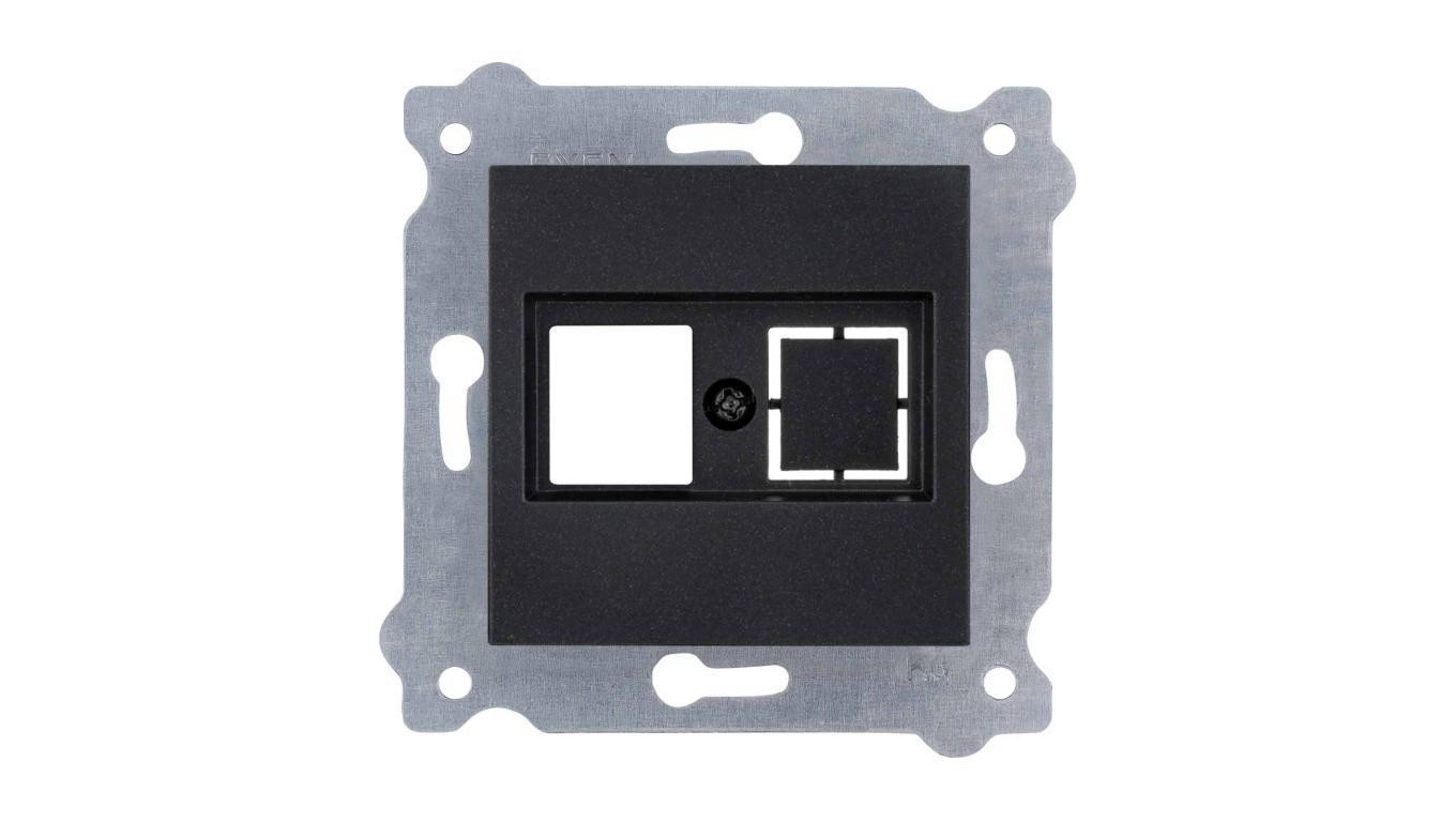 Płytka czołowa gniazda komputerowego bez wtyczki Czarny Metalik 255/14E