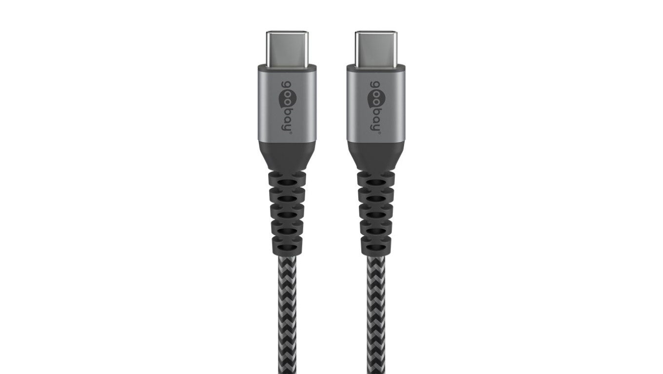 Kabel tekstylny USB-C™ na USB-C ™ z metalowymi wtyczkami ( szary / srebrny) 2 m - Długość kabla 2 m