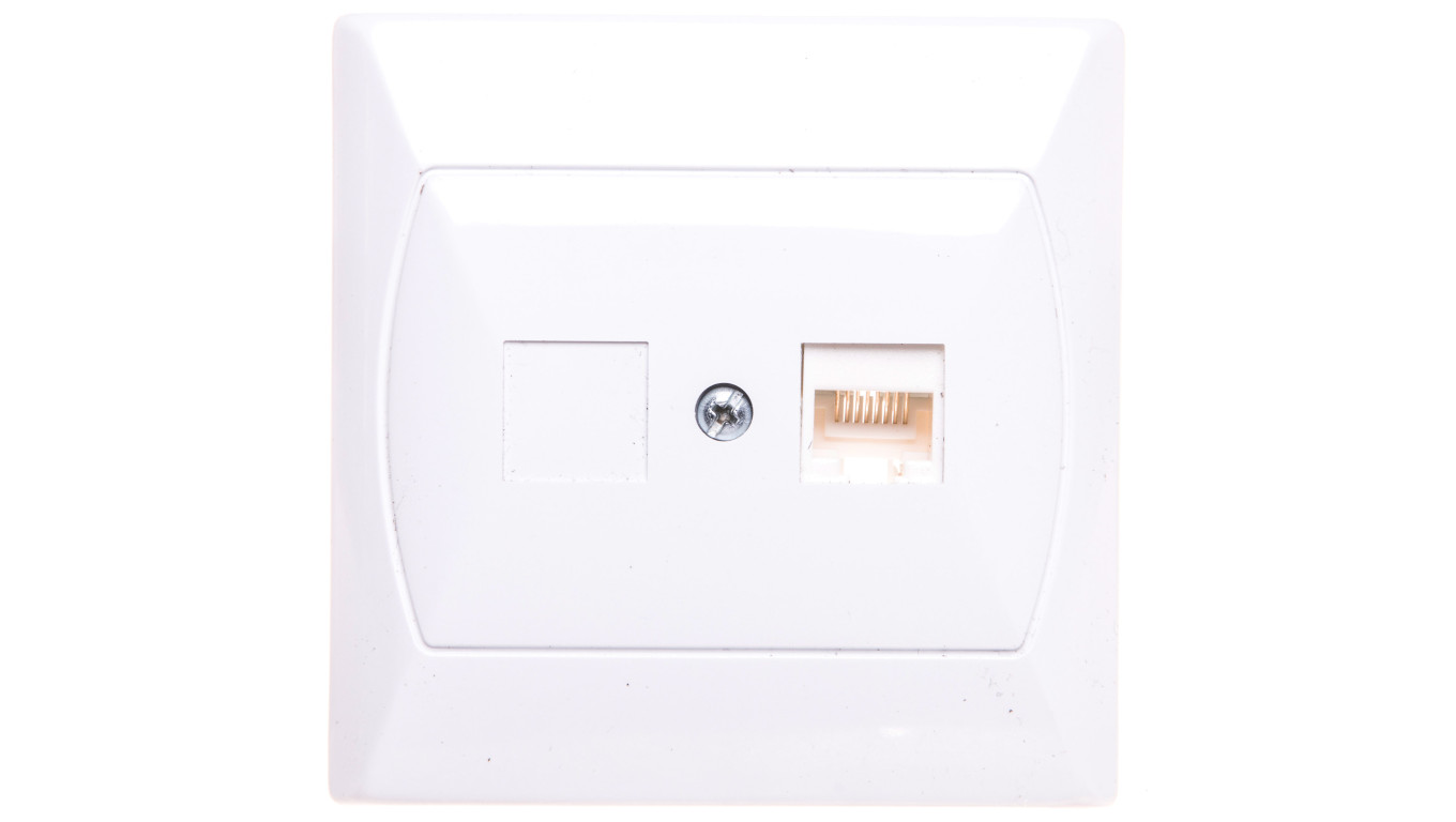 AKCENT Gniazdo komputerowe pojedyncze RJ45 kat.5e FOREX białe GPK-1A/F/00
