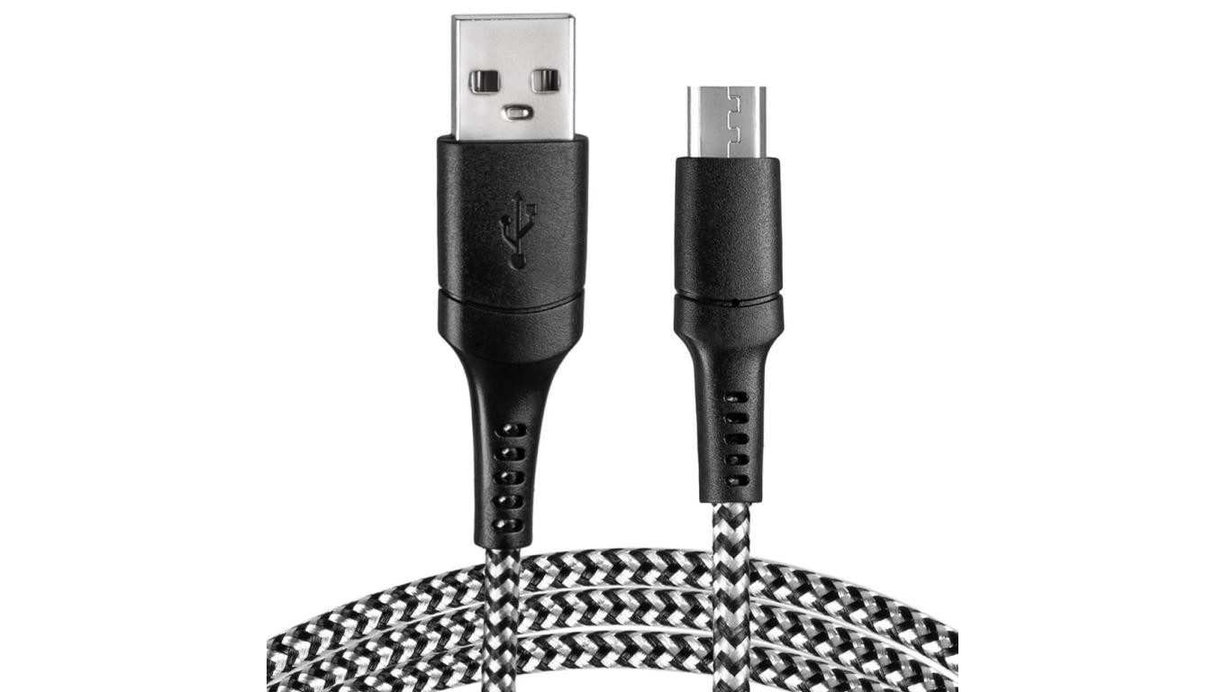 Kabel USB - micro USB oplot czarno-biały 1m VA0150 Vayox