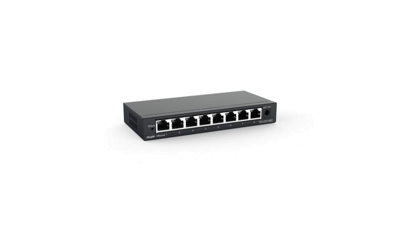 Niezarządzalny Switch Reyee 8 portów 100Mbps Metalowa Obudowa Desktop