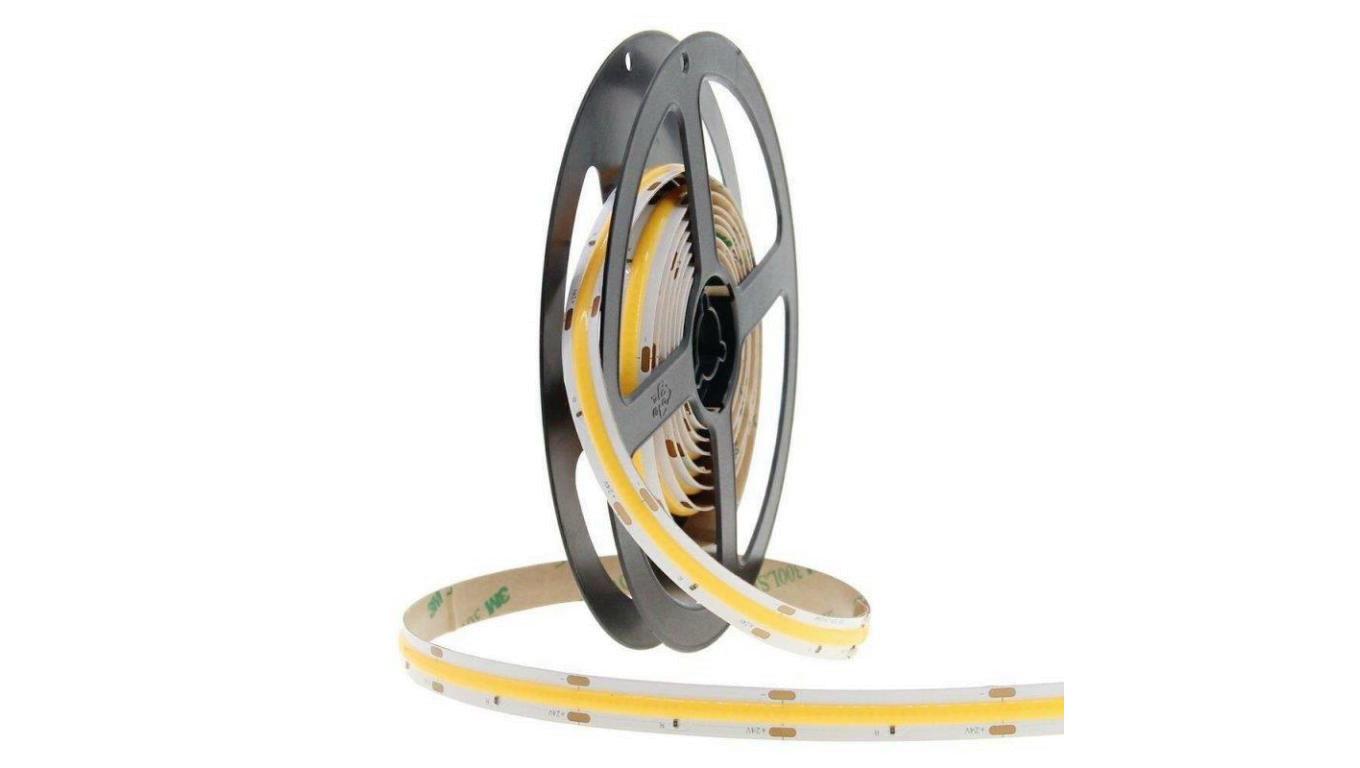Taśma LED COB 24VDC 9W/1mb 2700K ciepła biała 722lm/1mb 320 chip CRI: Ra90 ciągła linia światła IP20 - 1m (cięta z rolki 25m)