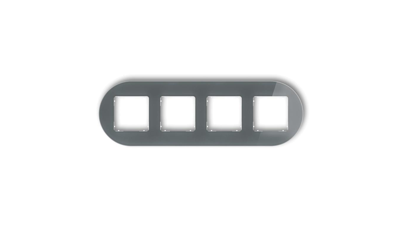 ICON Ramka uniwersalna poczwórna okrągła - efekt szkła (ramka: grafitowa spód: biały) 28-0-IRSO-4