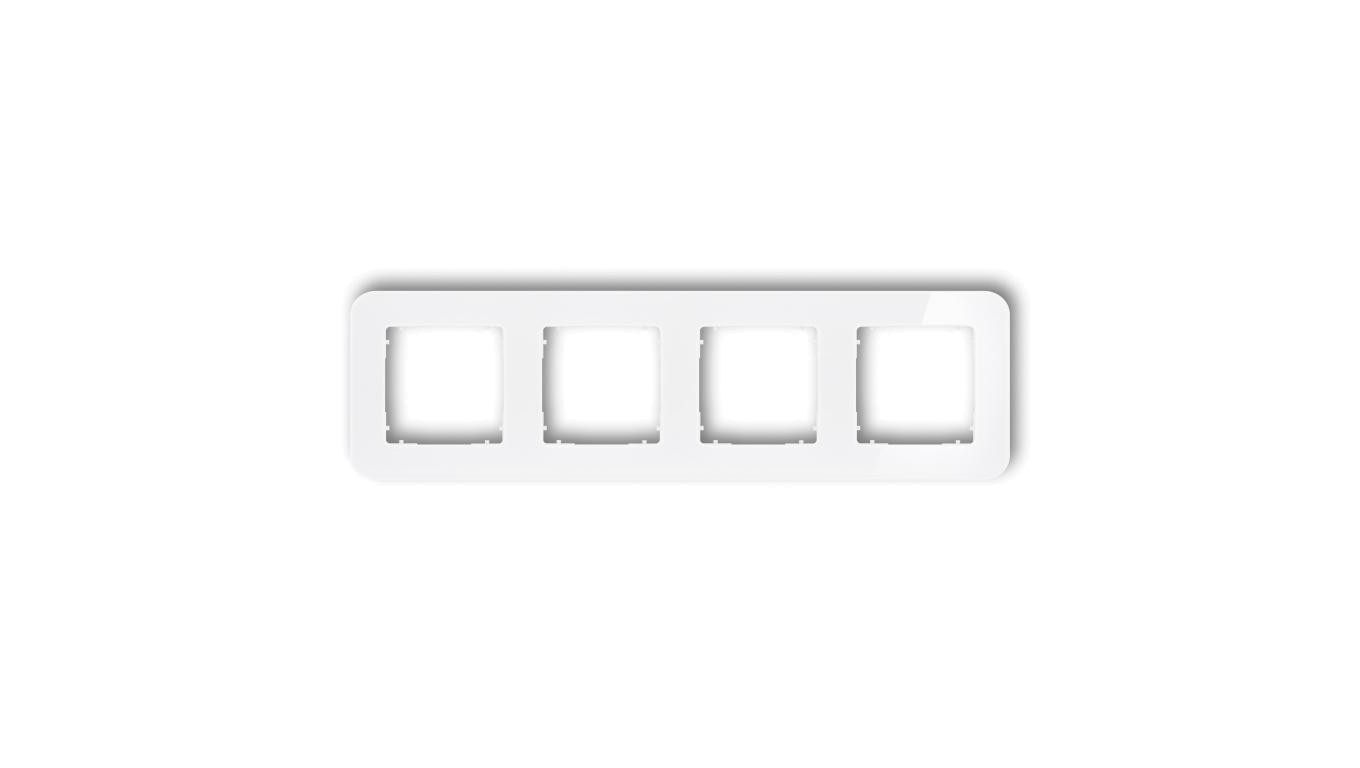 ICON Ramka uniwersalna poczwórna zaokrąglona - efekt szkła (ramka: biała spód: biały) 0-0-IRSZ-4